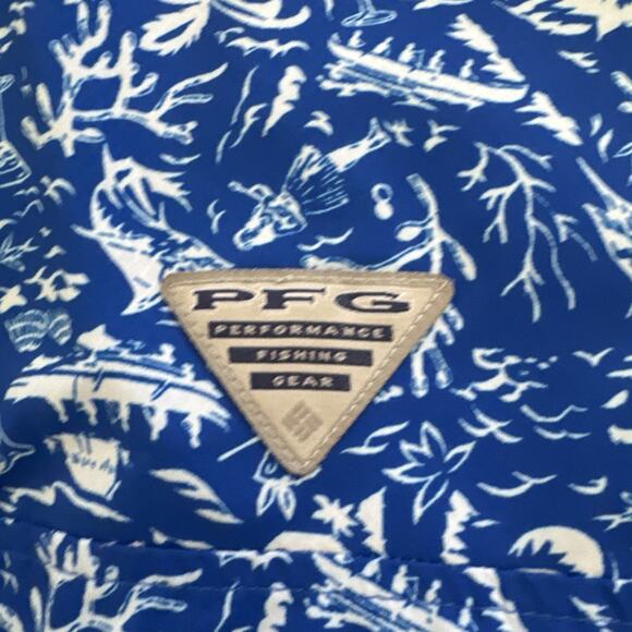 Columbia PFG Hawaiian Short Sleeve Shirt Button Up Hiking Fishing Medium Vented - Picture 7 of 10